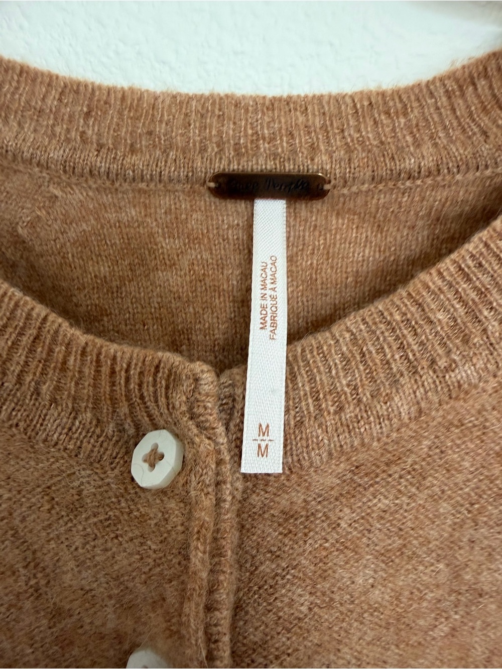 Free People Porta Cashmere Henley Light Brown Medium - Picture 4 of 7